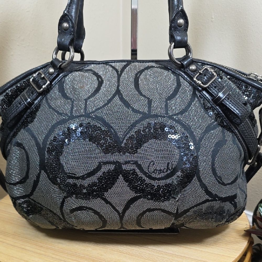 Coach Madison Sophia Op Art Sequin Satchel - Picture 7 of 16